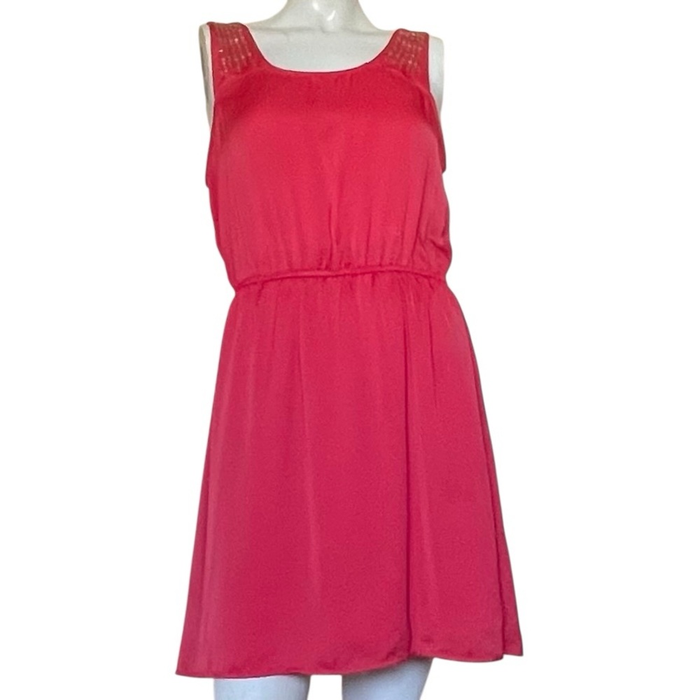 Charlotte Coral Pink Sleeveless Scoop Neck Mini Sundress
